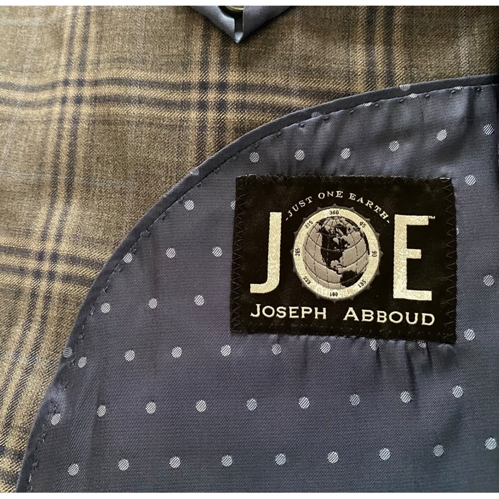 Joseph Abboud JOE Mens 42S Wool Blazer Grey Blue Glen Plaid Sport Coat - Picture 3 of 6